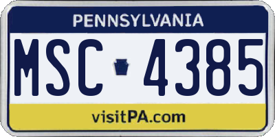 PA license plate MSC4385