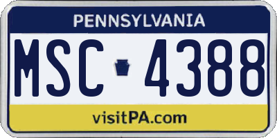 PA license plate MSC4388