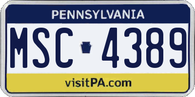 PA license plate MSC4389