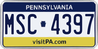 PA license plate MSC4397
