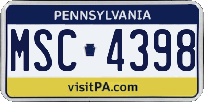 PA license plate MSC4398