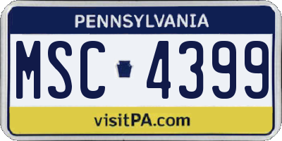 PA license plate MSC4399