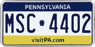 PA license plate MSC4402