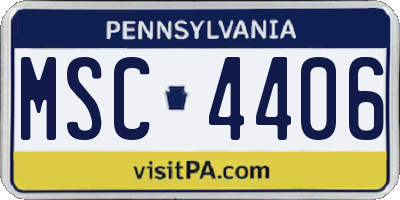 PA license plate MSC4406