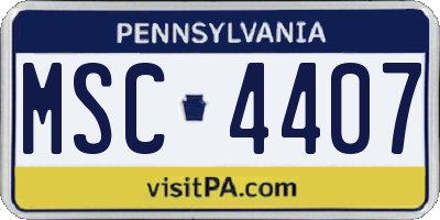PA license plate MSC4407