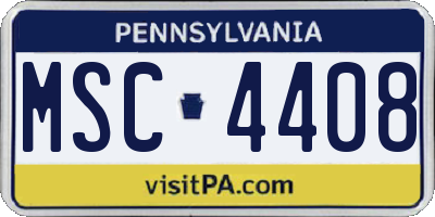PA license plate MSC4408