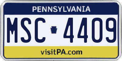 PA license plate MSC4409