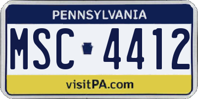 PA license plate MSC4412