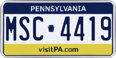 PA license plate MSC4419