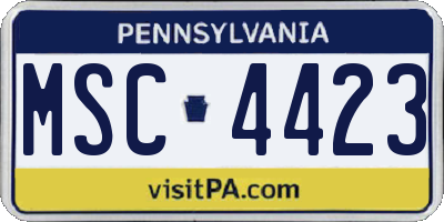 PA license plate MSC4423