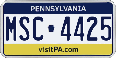 PA license plate MSC4425