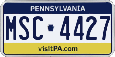 PA license plate MSC4427