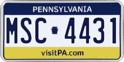 PA license plate MSC4431