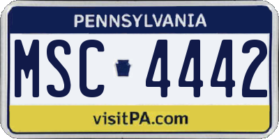PA license plate MSC4442