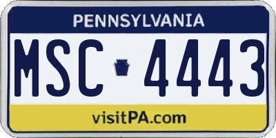 PA license plate MSC4443