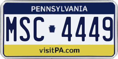 PA license plate MSC4449