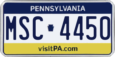 PA license plate MSC4450