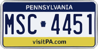 PA license plate MSC4451