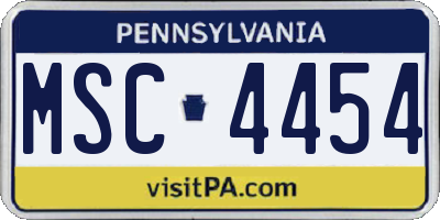 PA license plate MSC4454