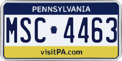 PA license plate MSC4463