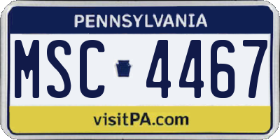 PA license plate MSC4467
