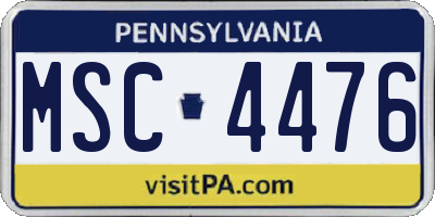 PA license plate MSC4476