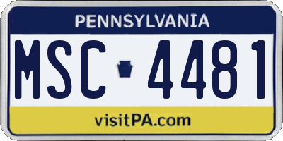 PA license plate MSC4481
