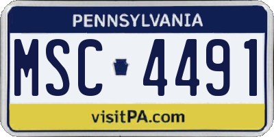 PA license plate MSC4491