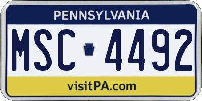 PA license plate MSC4492