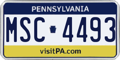 PA license plate MSC4493