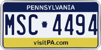 PA license plate MSC4494