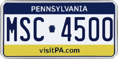 PA license plate MSC4500