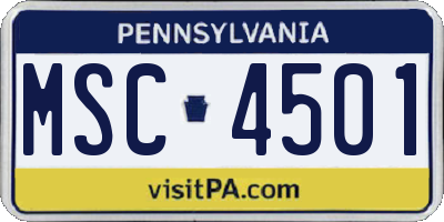 PA license plate MSC4501