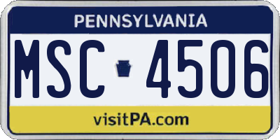 PA license plate MSC4506