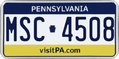 PA license plate MSC4508