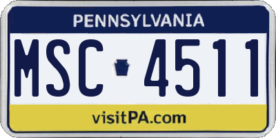 PA license plate MSC4511
