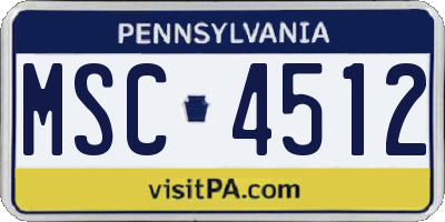 PA license plate MSC4512