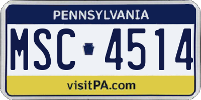 PA license plate MSC4514