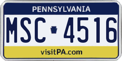 PA license plate MSC4516