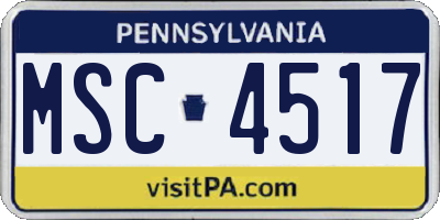PA license plate MSC4517
