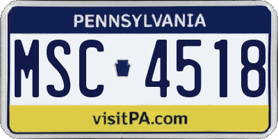 PA license plate MSC4518