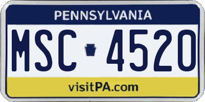 PA license plate MSC4520