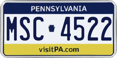 PA license plate MSC4522
