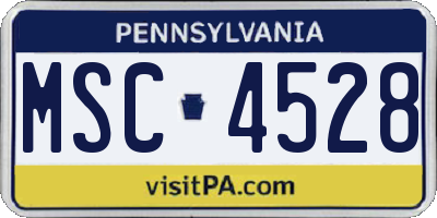 PA license plate MSC4528