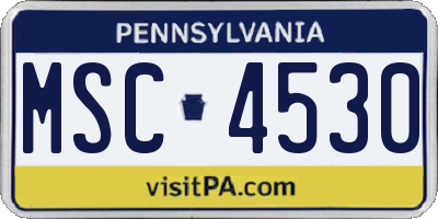 PA license plate MSC4530