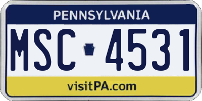 PA license plate MSC4531