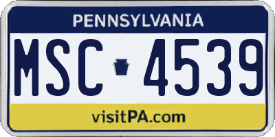 PA license plate MSC4539