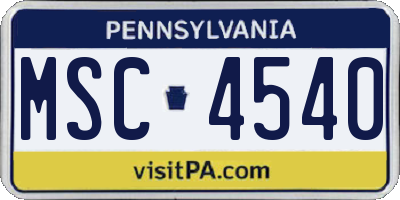 PA license plate MSC4540