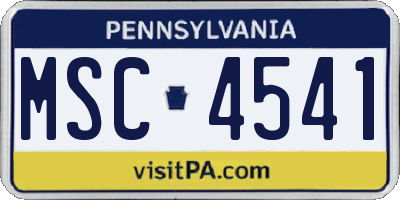 PA license plate MSC4541