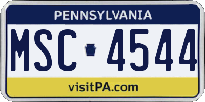 PA license plate MSC4544